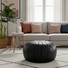 PREFILLED Brown Leather Pouf