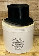 Vintage Black Fur Felt Top Hat Size 7 / 57cm By Lock & Co & Original Box