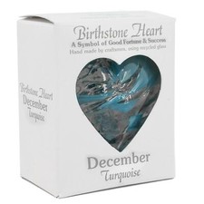 Milford Collection Birthstone Handmade Hanging Glass Heart December Turquoise