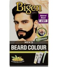 Bigen Mens Permanent Beard & HEAD Hair Colour Dye Natural Black With Brush 40g