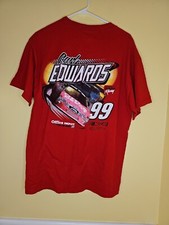 Carl Edwards #99 NASCAR Racing T-Shirt L Double Sided Office Depot Roush Ford 