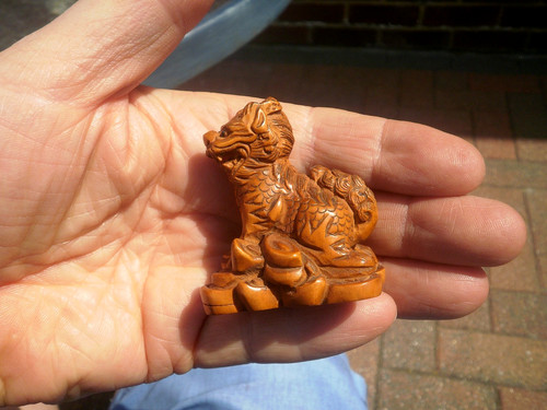 Hand carved wood netsuke - carved,
