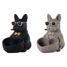 Bulldog Statue Key Holder Bowl for Bathroom, TV Cabinet Cute Resin Sculpture