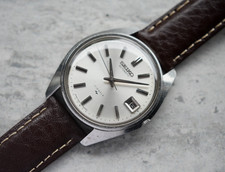 October 1969 Vintage Seiko Automatic 7005 Leather Silver Dial Date Watch