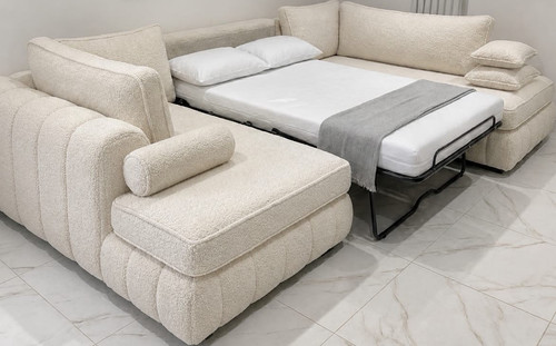 Beige bouclé chaise longue - chaise,