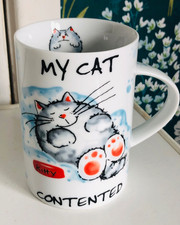 Vintage Rayware My Cat Contented Pets Fine Porcelain Mug Colourful Feline - A