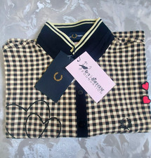 Fred Perry Amy Winehouse Cropped Gingham Pique Shirt Yellow  Size 14  BNWT