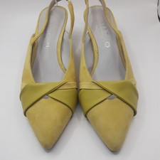 Acid Yellow Kitten Heel Next sling Back Suede Shoes size 5 (h27)