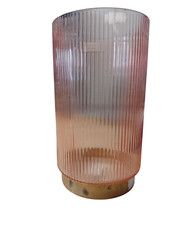 LARGE PINK GLASS & GOLD "LANTERN" - vese/ Candle Holder |t1