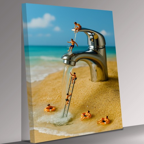 Water slide beach surreal - on,