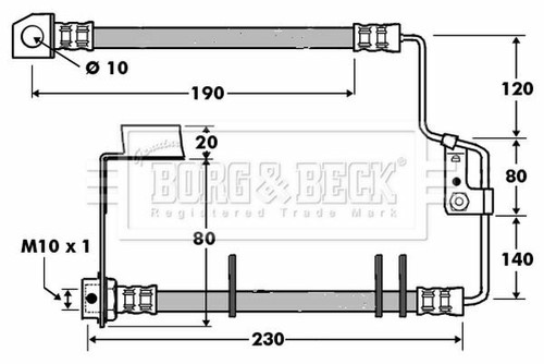Brake hose rear right - rear/right, for