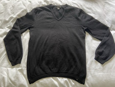 GAP 100% Italian Merino Wool Size=L V-Neck Black Pullover Jumper Men’s