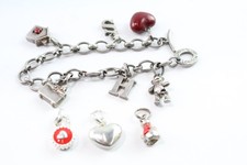 Links of London Sterling Silver Jewellery Charms Bracelet Enamel Hearts x 5