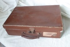 Vintage 1940's Small WW2 Evacuee Type Brown Suitcase Storage Box 16" x 10" x 4¾"