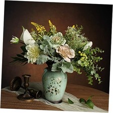 Faux Flowers in Ceramic Vase