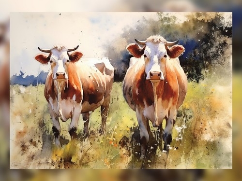 Two english longhorn cows - two, in