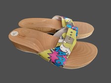Dr.Scholl Pescura Wooden Sandals, Multicoloured Leather Strap,  UK 7, EU41