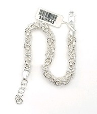 New Sterling Silver Byzantine Chain Bracelet, Hallmarked.
