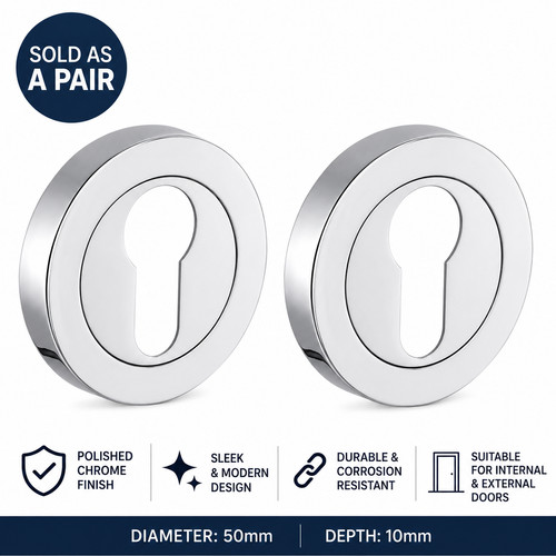 Polished chrome euro cylinder - polished,