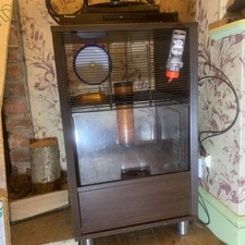 Omlet Qute Gerbil/Hamster Cage with Built-In Storage and Accessories Brown