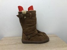 ELLA WOMEN'S BROWN SUEDE FUR LINED BUCKLE MID CALF BOOTS UK SIZE 8 EUR 41 AB75