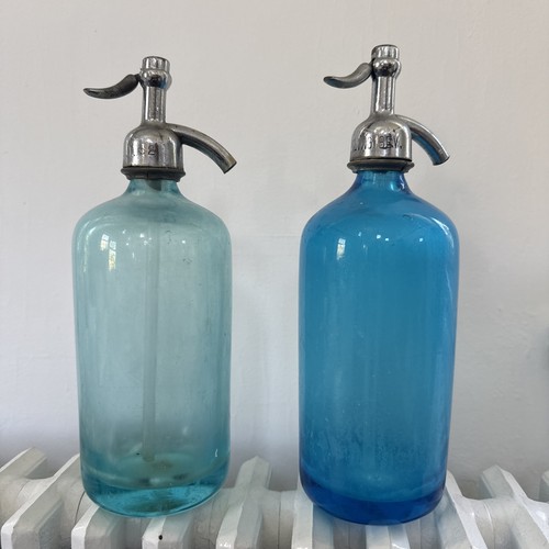 Antique blue glass seltzer - glass,