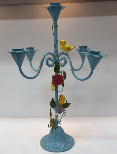 Vtg blue metal floral bird - vtg,