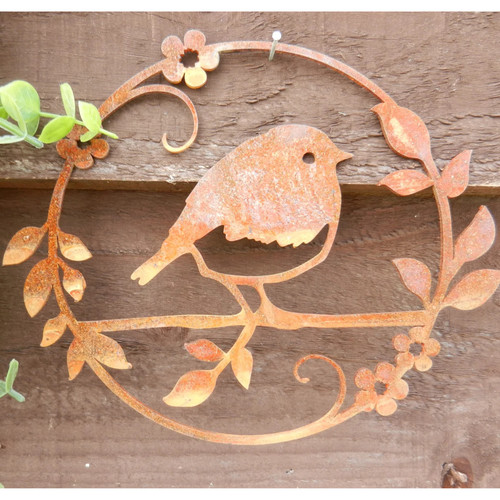 Rustic metal robin bird wall - rustic,