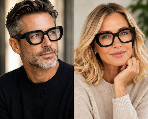 Oversized black square - black, glasses