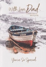 DAD BIRTHDAY GREETING CARD 7"X5" ROW BOAT