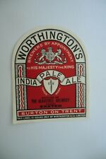  MINT WORTHINGTON BURTON BOTTLED HEAVITREE EXETER HM KING BREWERY BEER LABEL 