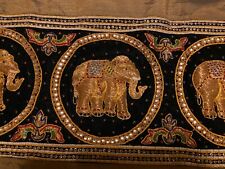 Sequin Elephant Burmese / Myanmar Embroidered Tapestry / Kalaga Wall Hanging