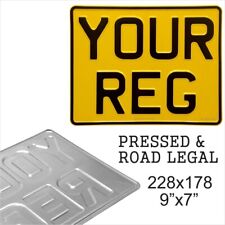 Motorcycle Rear Bike Pressed metal number plate UK Legal 9x7 MOT REG Compliant