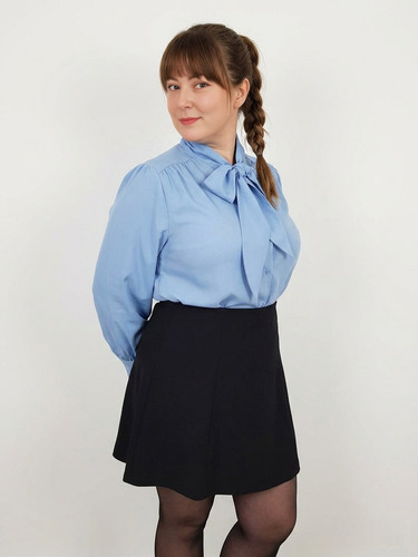 Pale blue button front
