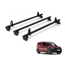 VW Caddy Roof Rack for 2020+ 3x Roof Bars Rhino Kammbar Black