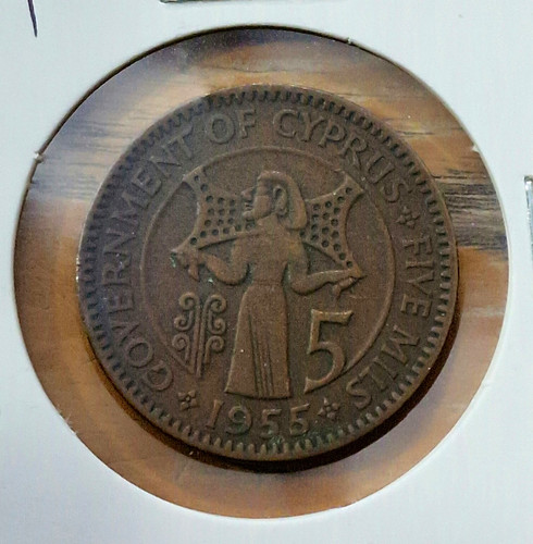 Cyprus 1955 mils coin - 5,