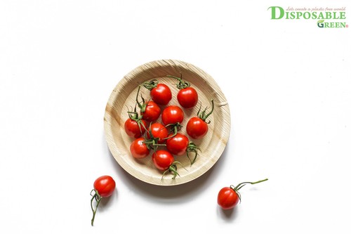 Round palm leaf plates - palm,