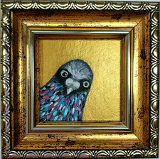 Pigeon painting Gold Framed