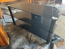 Black Glass Corner TV Stand