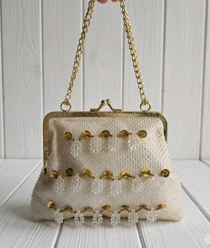 Vintage beaded bridal clutch - vintage,