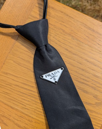 Prada black silk zipper tie - silk,