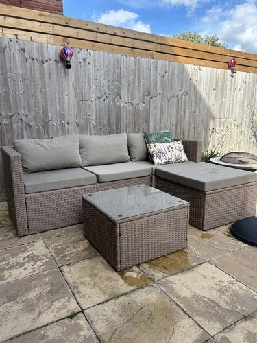 Beige rattan corner sofa - rattan,