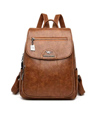 Anti theft leather backpack - leather,