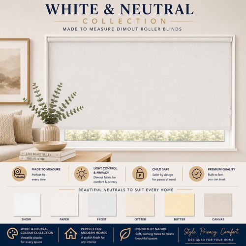 White cream roller blinds made - cream,