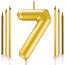 Gold Number 7 Candle + 6 stick