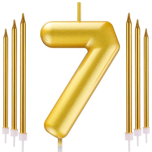 Gold number candle 6 - gold, 7