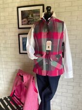 New Ladies Harris Teed Pure Wool Tweed Gilet /Waistcoat Cerise Pink /Green uk12