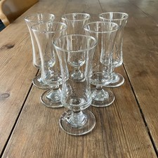 Vintage Sherry Glasses x 6 Footed Clear Glass 50ml Joblot 