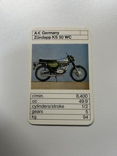 Ace Trump Card Game-Motorcycles Zundapp KS 50 WC 1970's