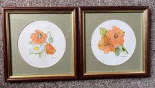 2 Original Botanical Watercolour Prints - Signed  Burrows; Framed & Glazed